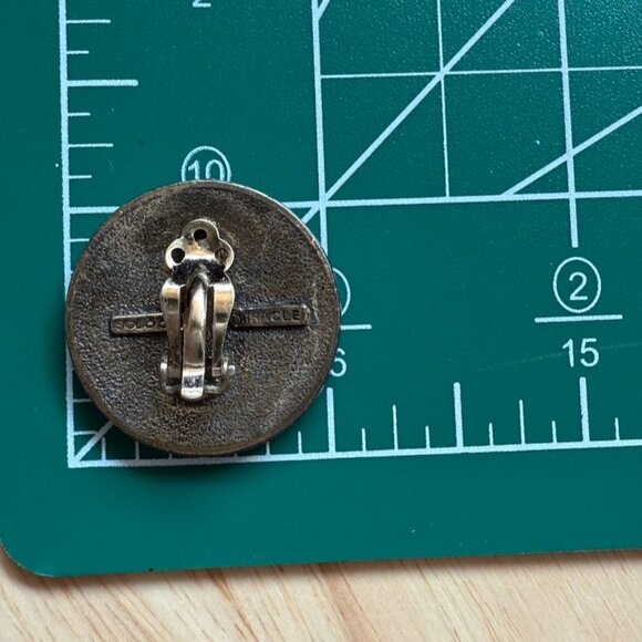 Vintage SoldOr Miracle Celtic Knot Dragon Enamel Clip-On Earrings Red & Yellow - Picture 8 of 8